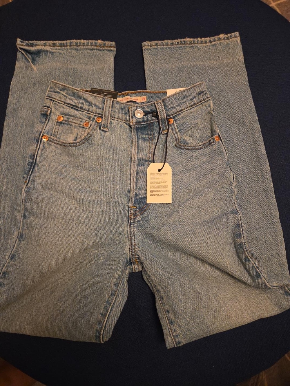 NWT Levi's Premium Ribcage Straight Ankle Jeans 23x29 Super High Rise Light Wash
